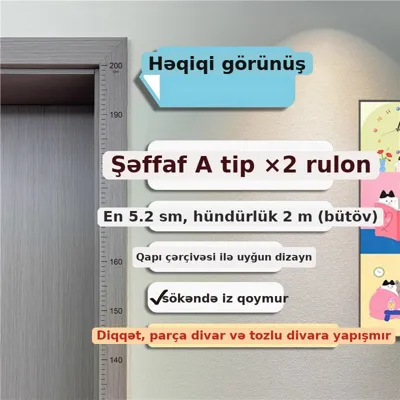 Uşaq boy ölçən divar stikeri 2m, şəkil 3