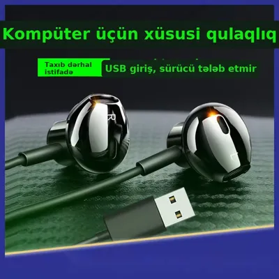 Simli qulaqlıq mikrofonlu kompüter üçün