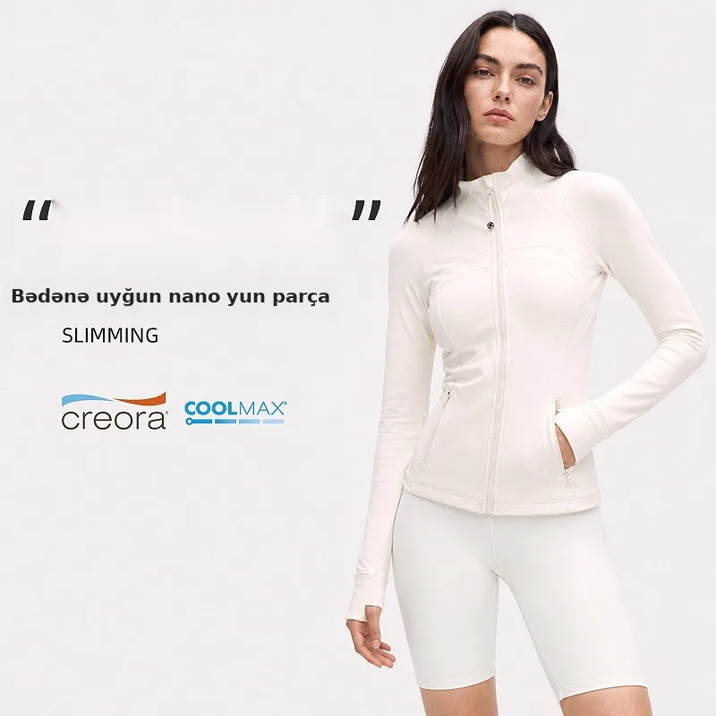 Qadın yoga gödəkçəsi, elastik, zip-up