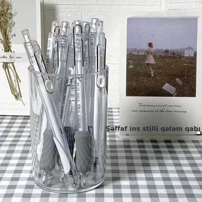 Şəffaf akril qələm qabı