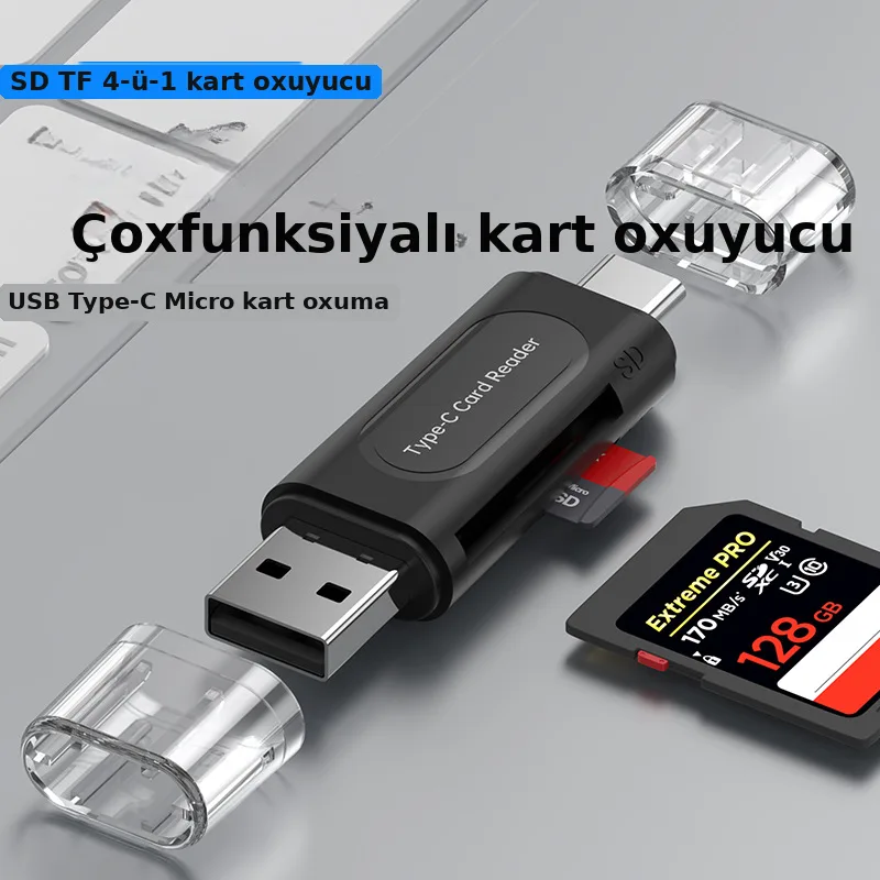 USB-C OTG kart oxuyucu 2in1 SD/TF, şəkil 3