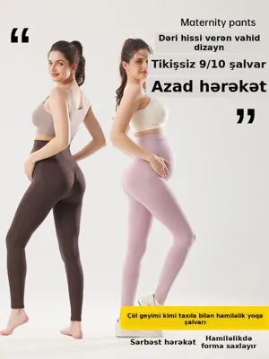 Hamilə yoga şalvarı, yüksək belli, tiksiz