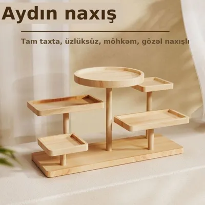 Taxta pilləli bəzək sərgi rəfi, zinət əşyaları üçün