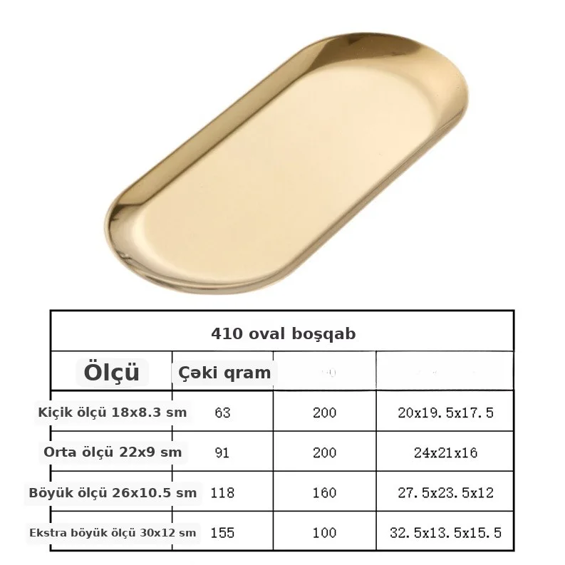 304 polad oval nahar tabağı, mətbəx üçün, şəkil 3