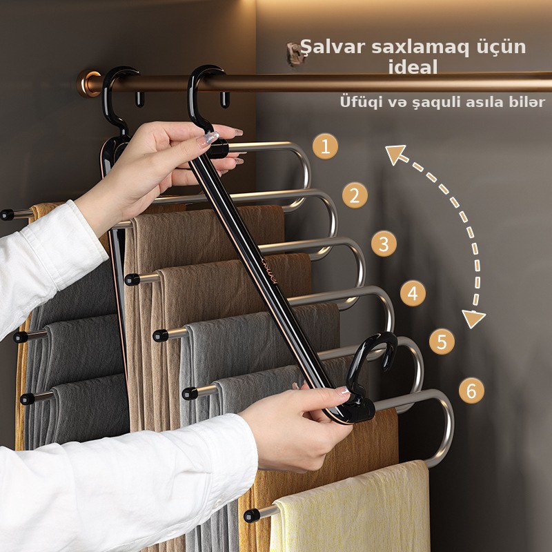 Qatlanan çoxqatlı şalvar asqısı