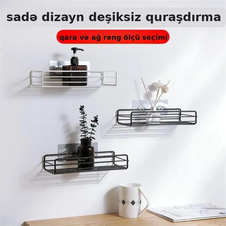 Hamam divar rəfi, deşiksiz, metal
