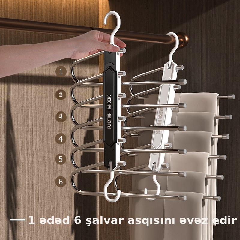 Qatlanan çoxqatlı şalvar asqısı