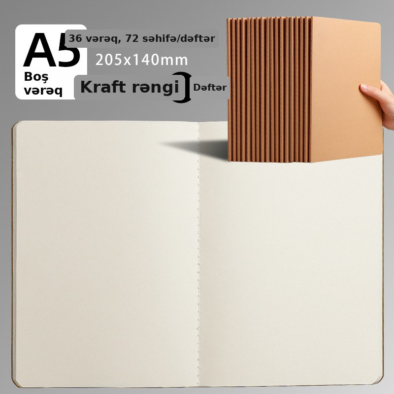 B5 dəftər, kraft kağız üzlü