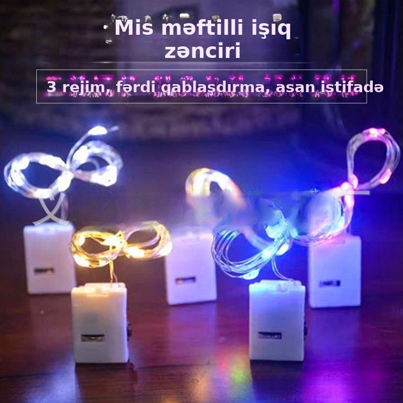 LED işıq zənciri, rəngli, 3 rejimli