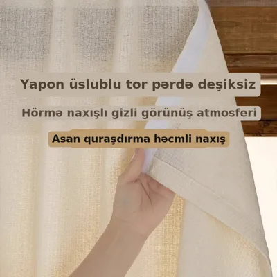 Deşiksiz tor pərdə, velkro ilə asılan