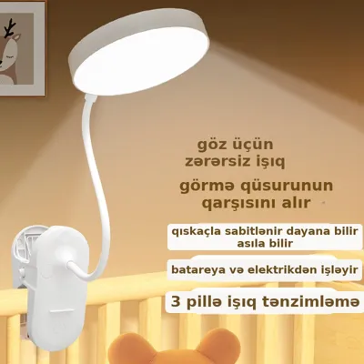 Qısqaclı LED stol lampası