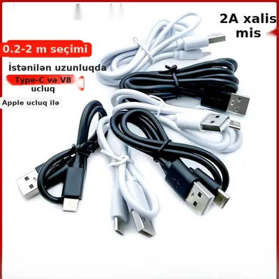 Sürətli şarj USB-Type-C data kabeli
