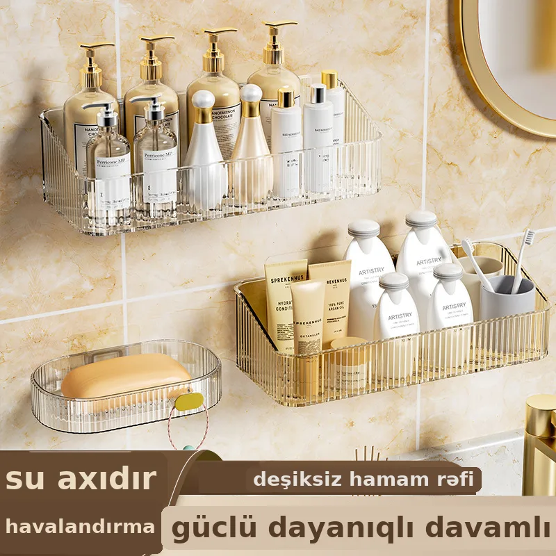 Hamam üçün divar rəfi, deşiksiz, asma