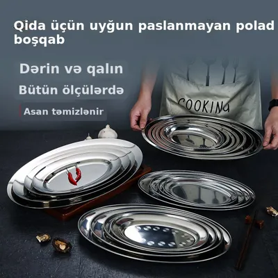 Paslanmayan poladdan oval balıq boşqabı