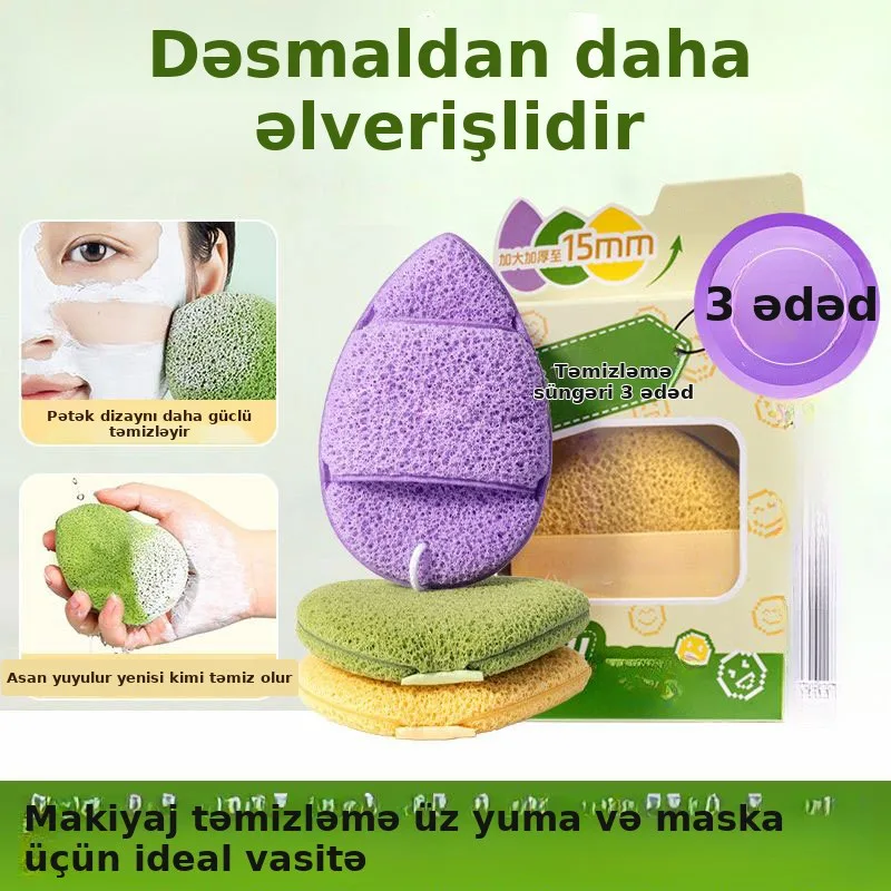 Üz yuma süngəri dəsti, əlcəklə, 3 ədəd
