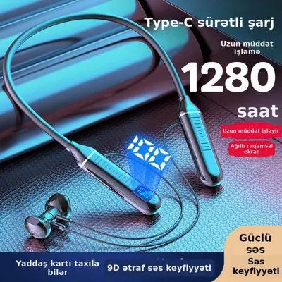 Qulaqlıq boyunasma simsiz Bluetooth idman üçün