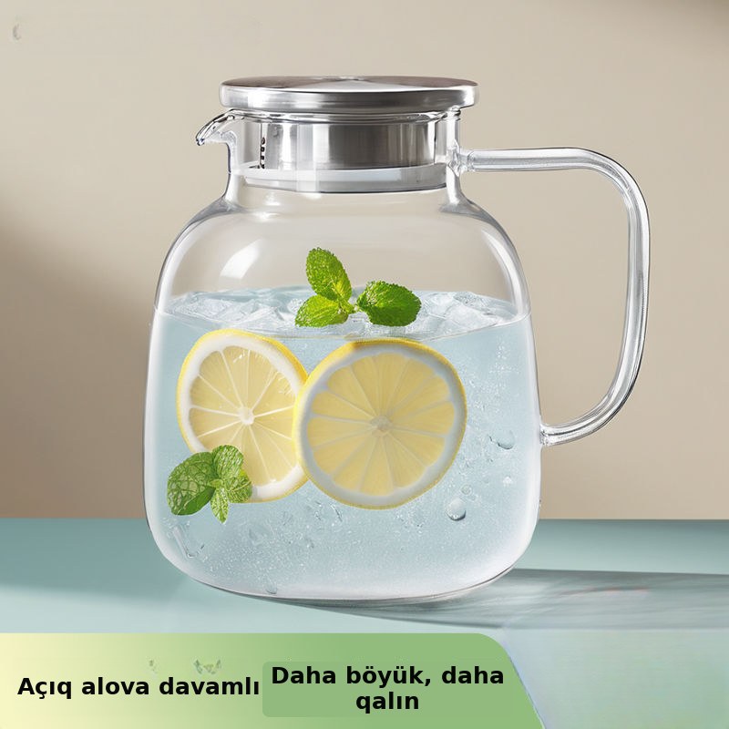 Böyük həcmli istiyə davamlı şüşə su qabı