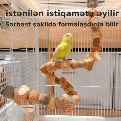 Təbii taxta tutuquşu oyuncağı dırmaşma nərdivanı ilə, şəkil 3