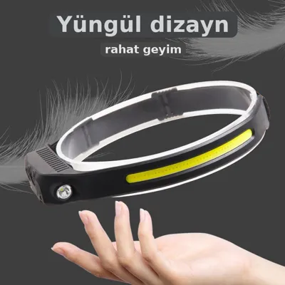 Mini COB sensorlu başlıq fənəri, USB şarjlı