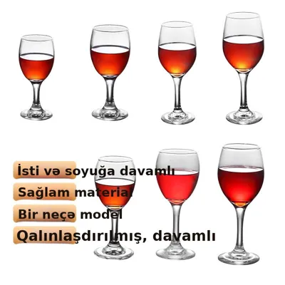 Ev və otel üçün şüşə şərab qədəhi dəsti