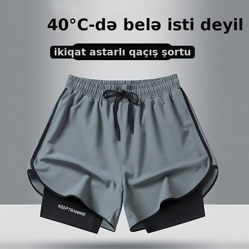 Kişi idman şortu, tez qurutan, qaçış üçün