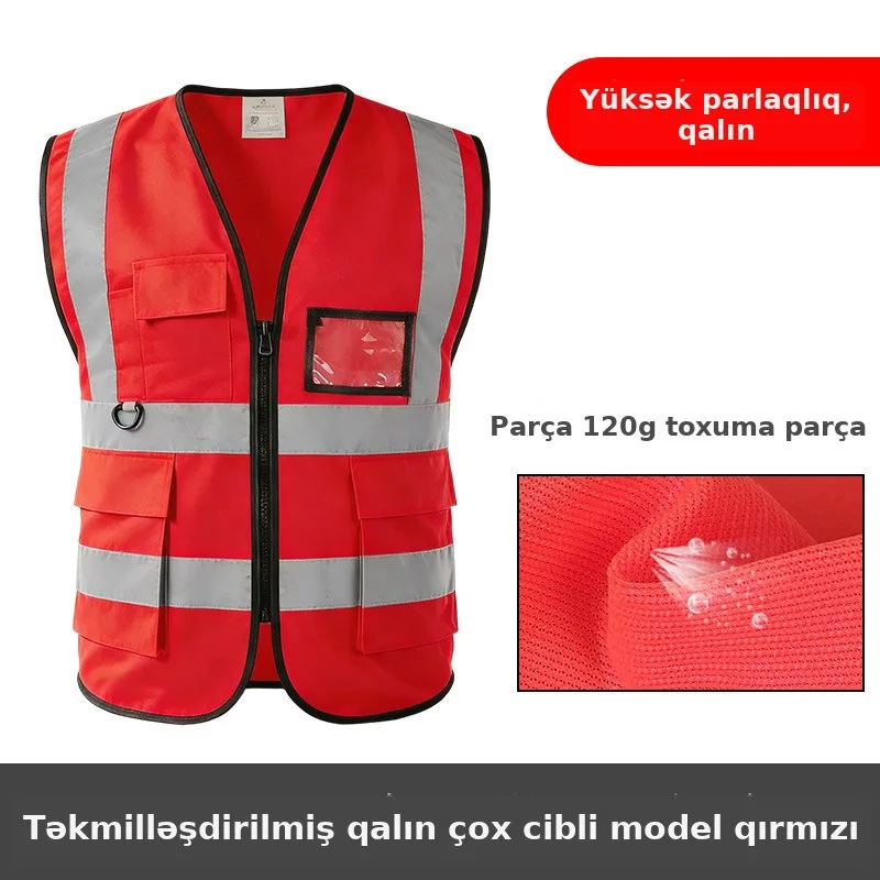 Əks etdirici jilet tor parça, çox cibli, şəkil 3