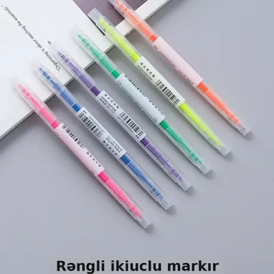 İkibaşlı marker qələm, 6 rəng