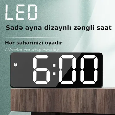 Elektron led saat, batareya və ya adapterlə