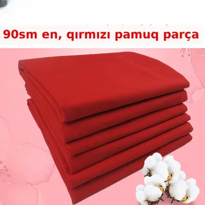 Qırmızı pambıq parça, 90 sm en