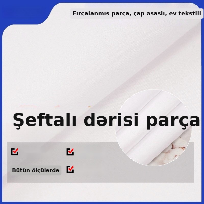 Şəftəli dəri velur çap parça, ağ