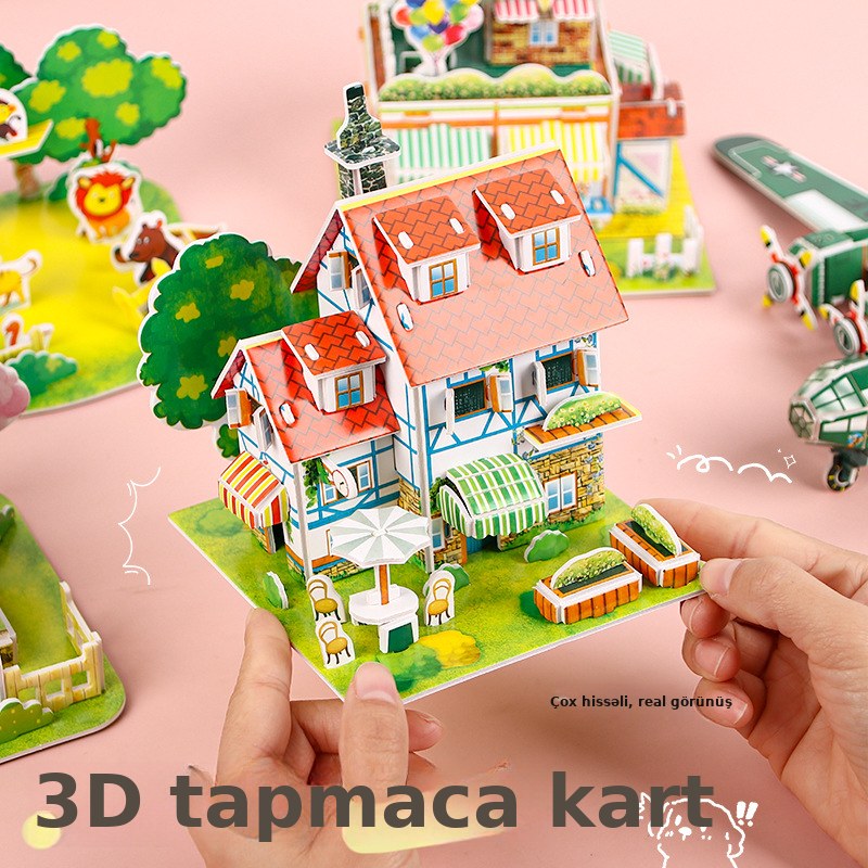 3D cizgi puzzle yığma oyuncağı