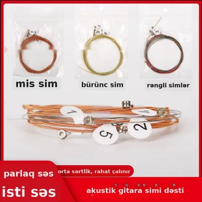 Akustik gitara simi dəsti, bürünc örtüklü 6 ədəd