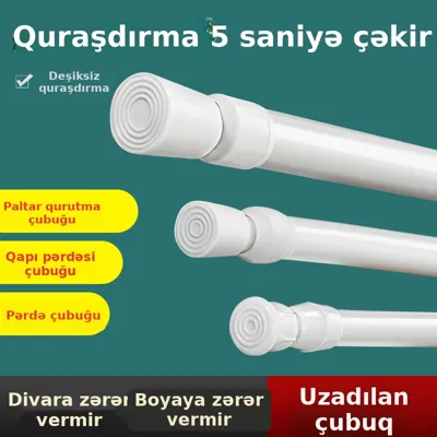 Deşiksiz uzadılan duş və qapı pərdəsi çubuğu