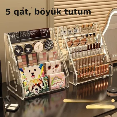 Şəffaf çoxqatlı kosmetika saxlama qutusu
