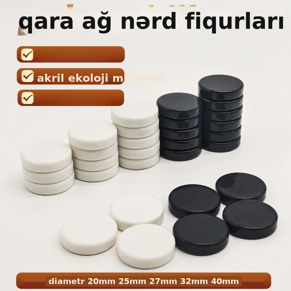 Nərd üçün akril daş dəsti, qara-ağ