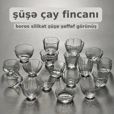 Çay fincanı şüşə, borosilikat, şəffaf