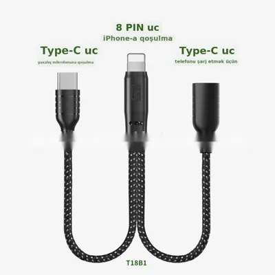 Simsiz yaxalıq mikrofon OTG adapter iPhone