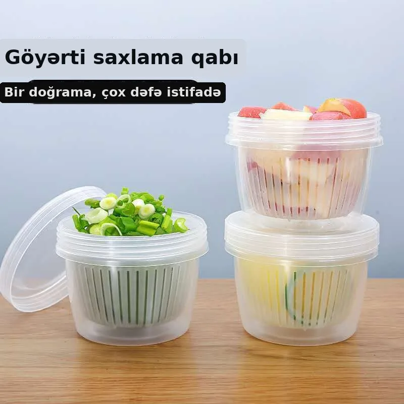 İkiqat süzgəcli soğan saxlama qutusu