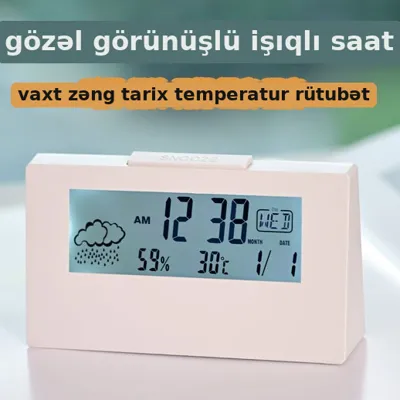 Transparent Digital Temperature & Humidity Alarm Clock