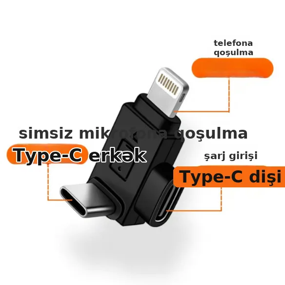 Type-C adapter simsiz yaxalıq mikrofon, şəkil 4