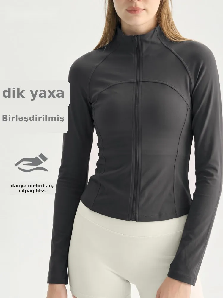 Qadın yoga gödəkçəsi, patchwork, dik boyunlu