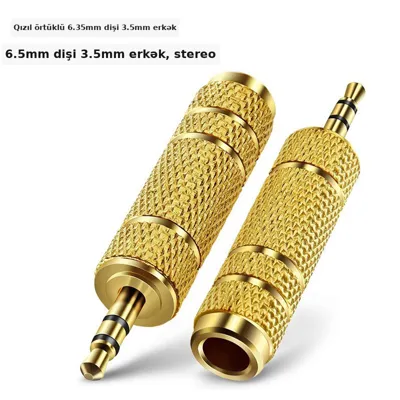 Audio adapteri 3.5mm-dən 6.5mm-ə qızıl örtüklü