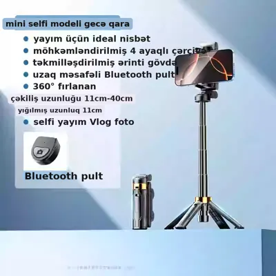 Selfi çubuğu Bluetooth və işıqla