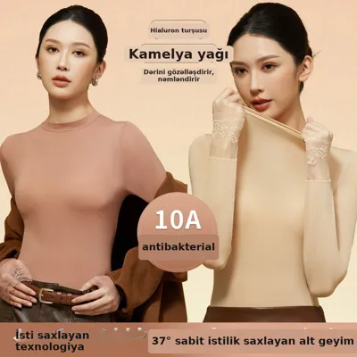 Qadın tikişsiz termo alt dəst, dantelli