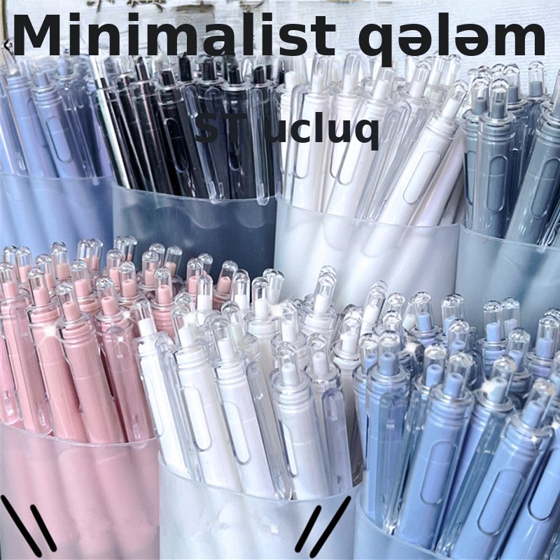 Gel qələm, ağ korpus, nazik ucluq