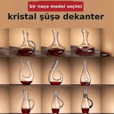 Ev üçün premium şüşə şərab dekanter dəsti