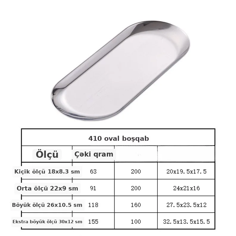 304 polad oval nahar tabağı, mətbəx üçün, şəkil 2