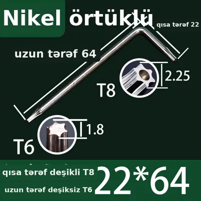 İkibaşlı L formalı torx açar