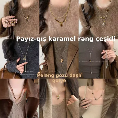 Pələng gözü daşlı damcı qolye