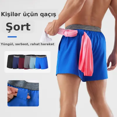 Kişi idman şortu, sürətli quruyan